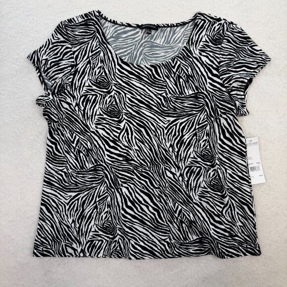 Notations Tops - VTG NWT Notions 90s Zebra Chic Print Stretchy Top Size XL